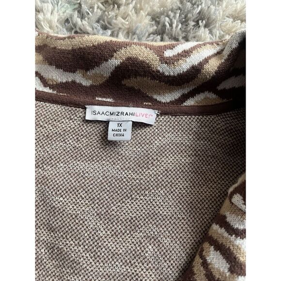 Isaac Mizrahi Live Knit Cardigan Jacket Blazer Sz 1X Animal Print Brown - Picture 2 of 5